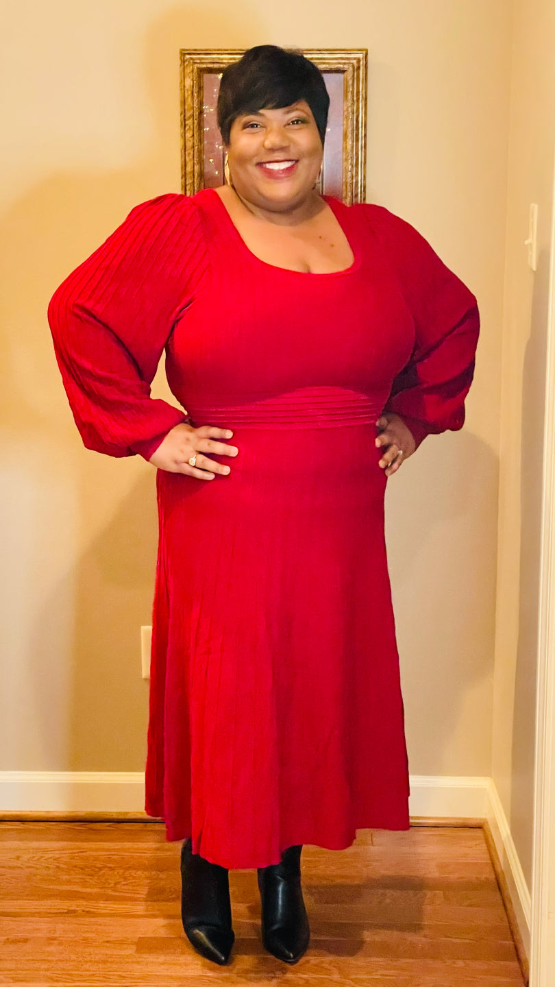 red long sleeve sweater dress Monica Sweater Dress 2x / Burgundy