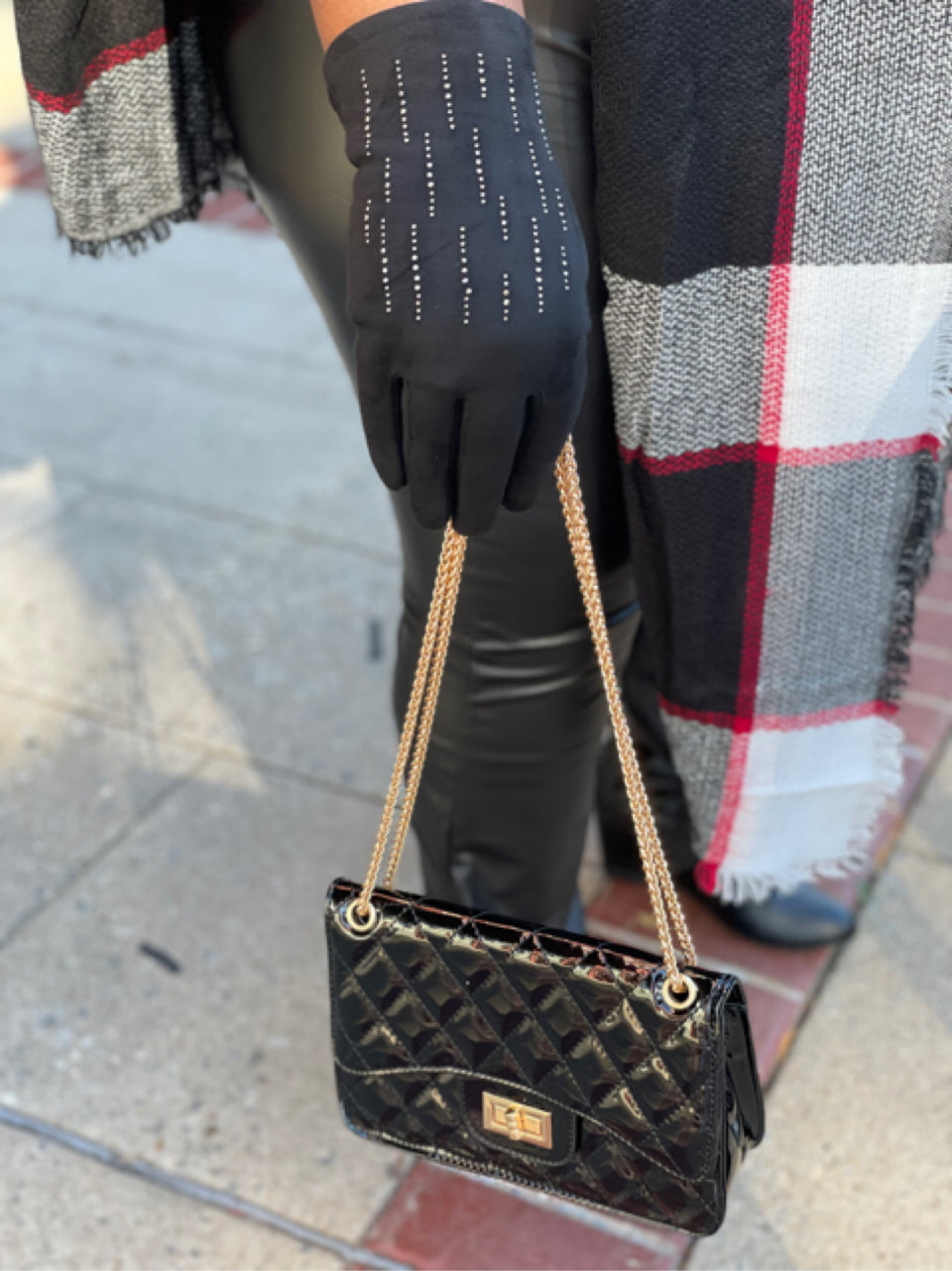 Rhinestone Studded Winter Gloves