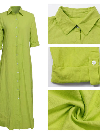 Blouse Shirt Dress - Lime Green