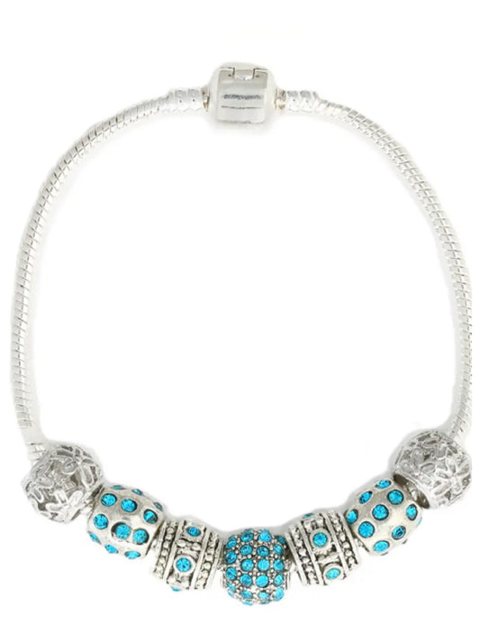 Pandora Inspired Charm Bracelet - Blue