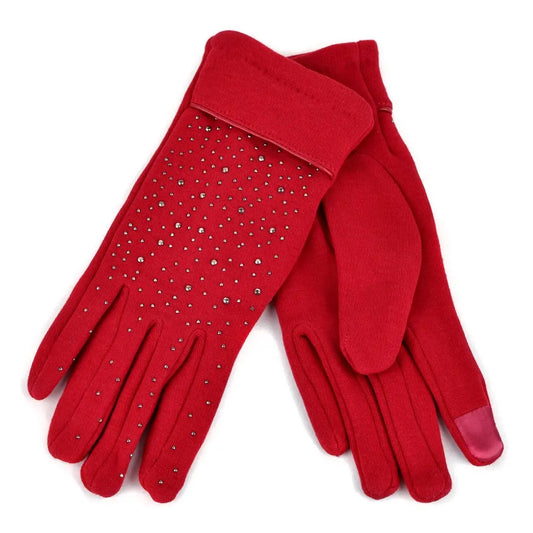 Studded Winter Gloves - Red
