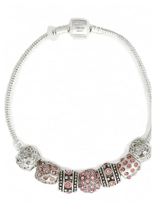 Pandora Inspired Charm Bracelet - Pink