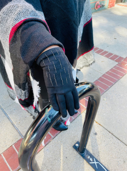 Rhinestone Studded Winter Gloves