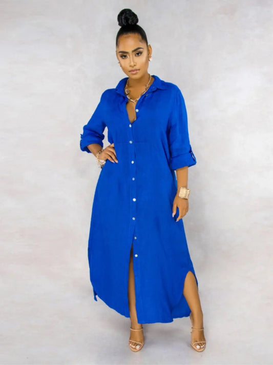 Blouse Shirt Dress - Blue